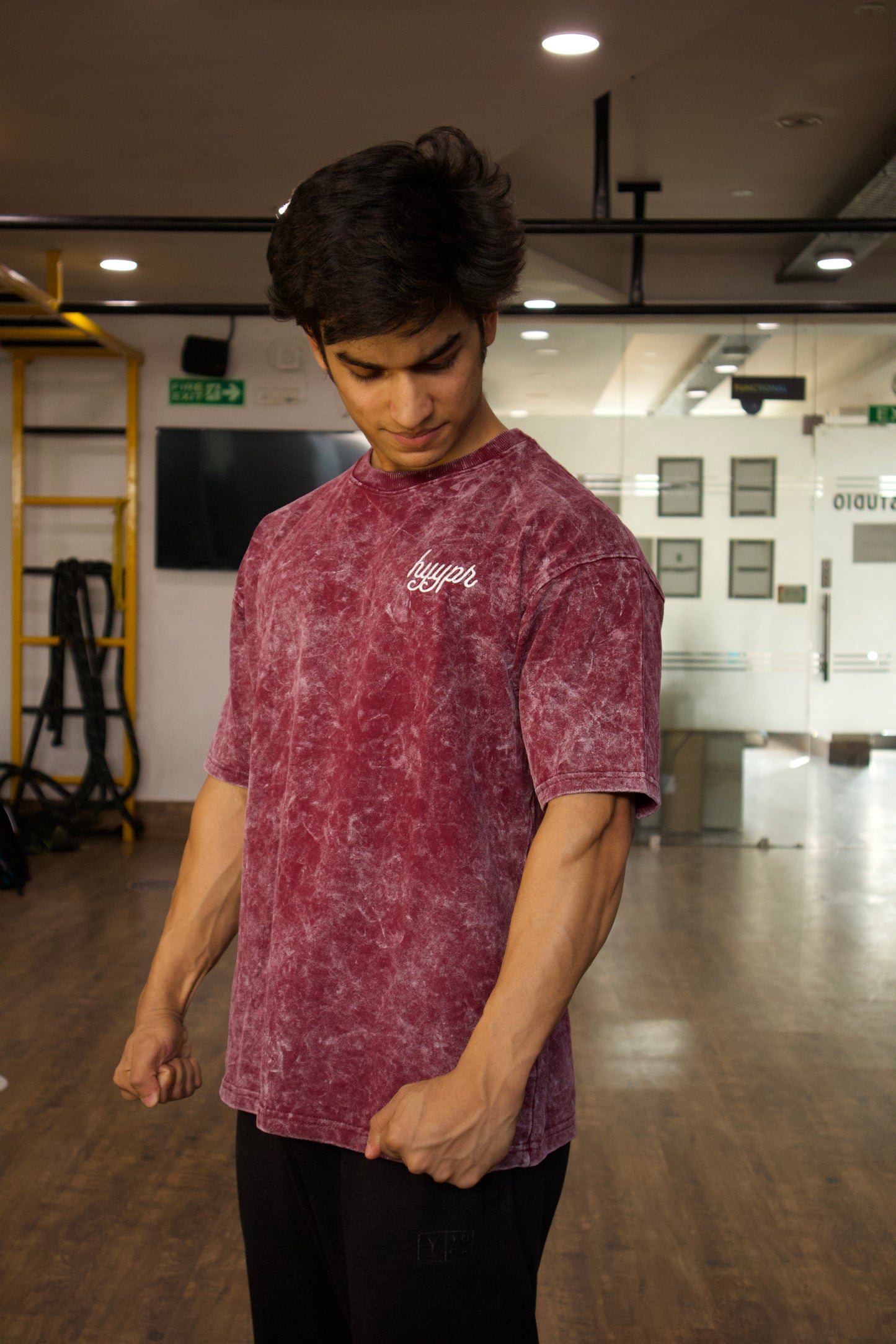 547 Acid Wash Tee (Red)