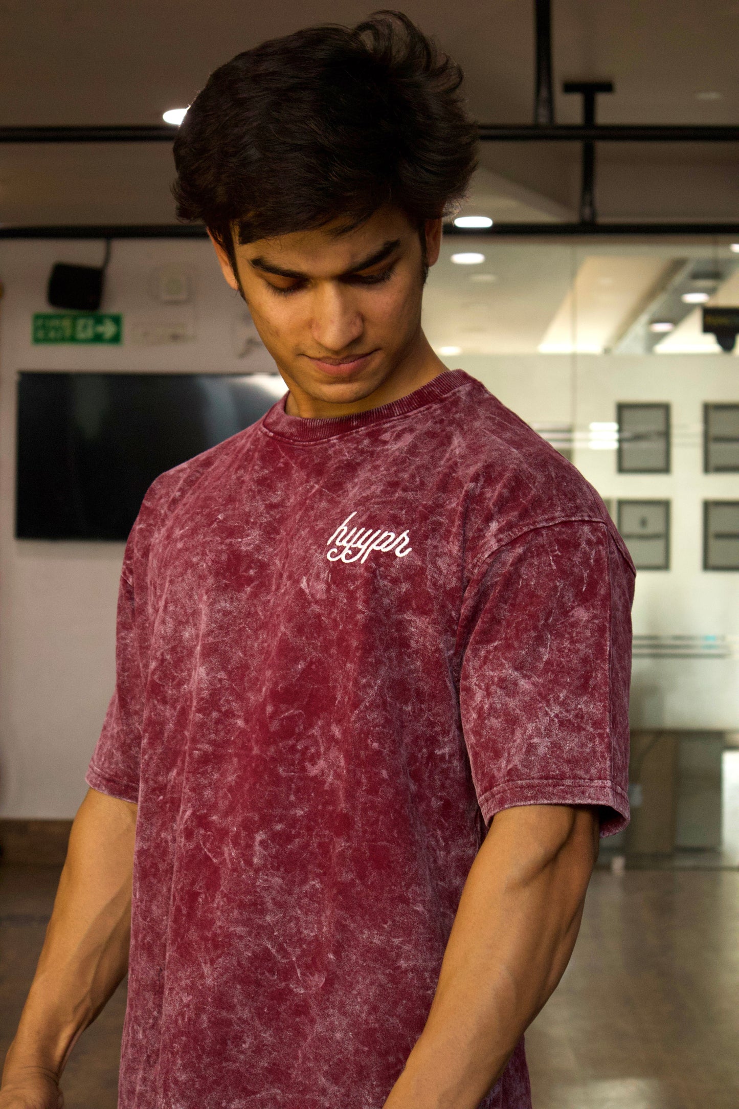 547 Acid Wash Tee (Red)