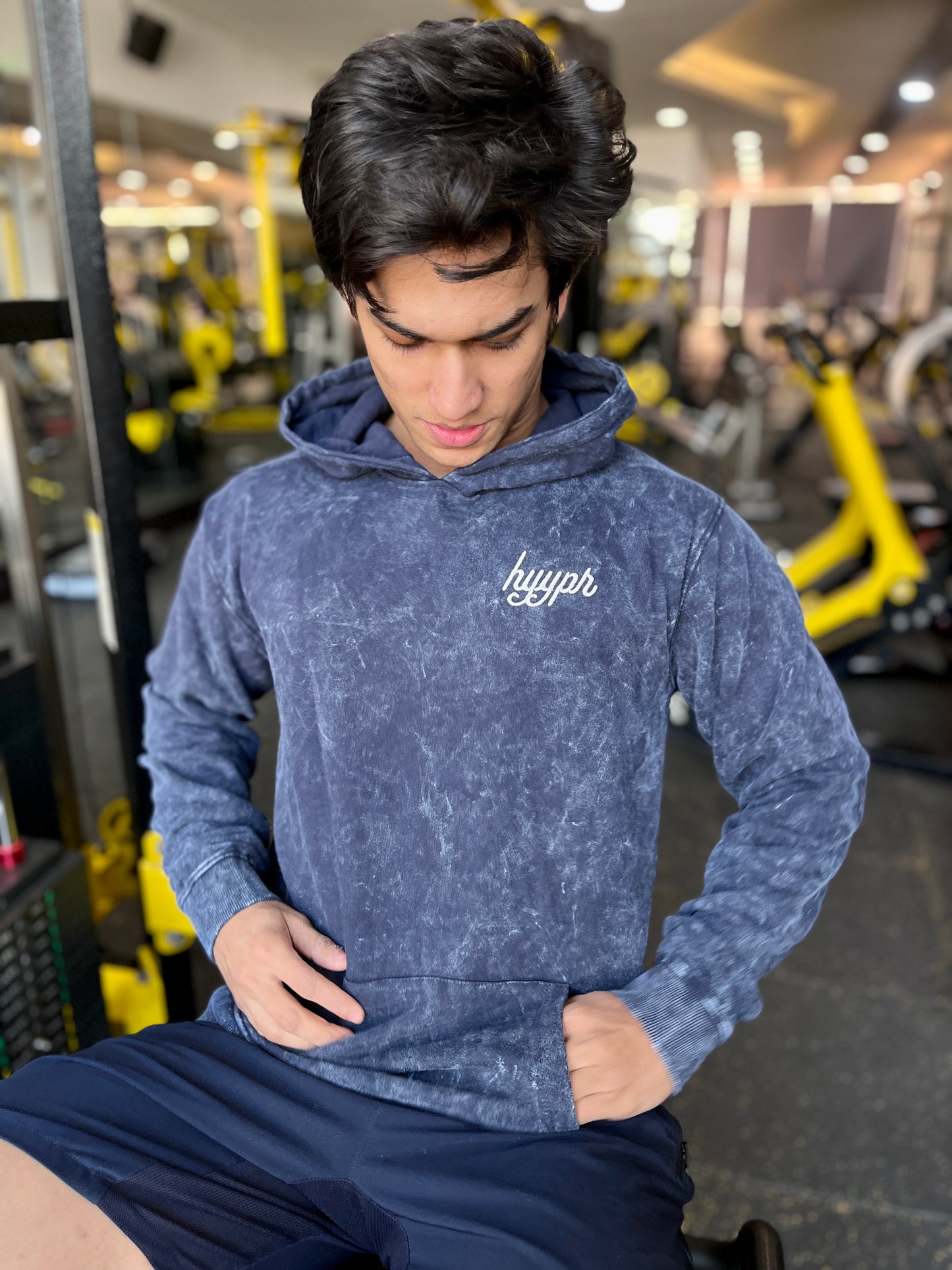 647 Acid Wash Hoodie (Navy Blue)