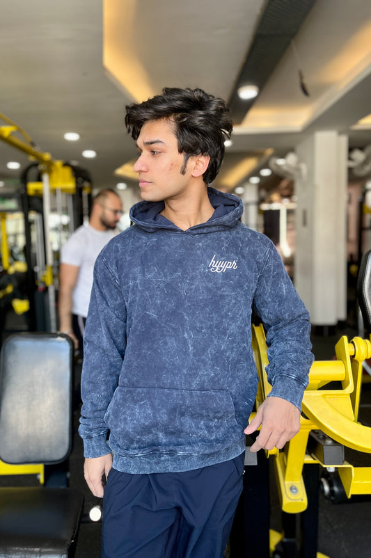 647 Acid Wash Hoodie (Navy Blue)